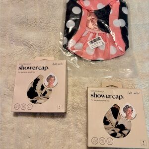 Lot of Kitsch Eco-Friendly Leopard Print Shower Caps (2) & Pack of 2 Sleepcaps
